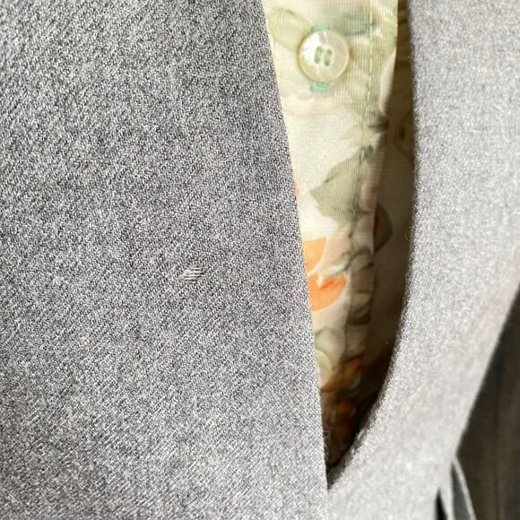 DAMAGED Vintage S Forecaster of Boston Wool Blazer Gray Pleated High Shoulders - Picture 7 of 10